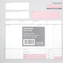Fakturablock Onumrerad 50 Sidor Med Kopia 2/3:s A4