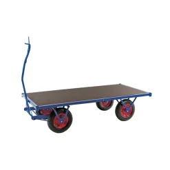 Flakvagn Med Broms Luftgummihjul Blå 200x100x46cm