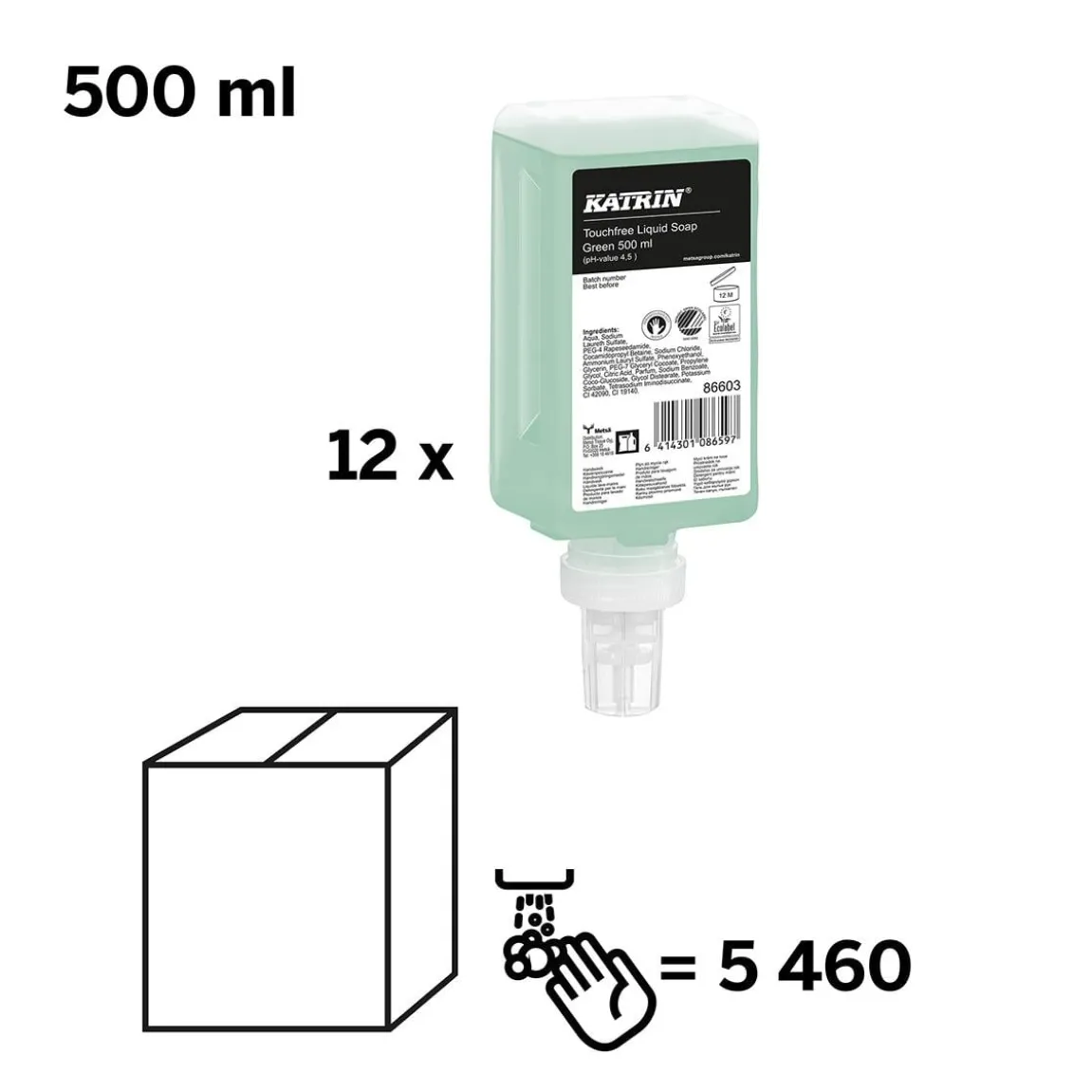Flytande Tvål Katrin Touchfree Green 500ml