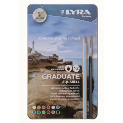 Färgpenna Blyerts Lyra Graduate Aquarell Metal Case 12 Färger