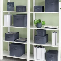 Förvaringslåda Leitz Tygklädd M. Lock Grå 285x203x380mm