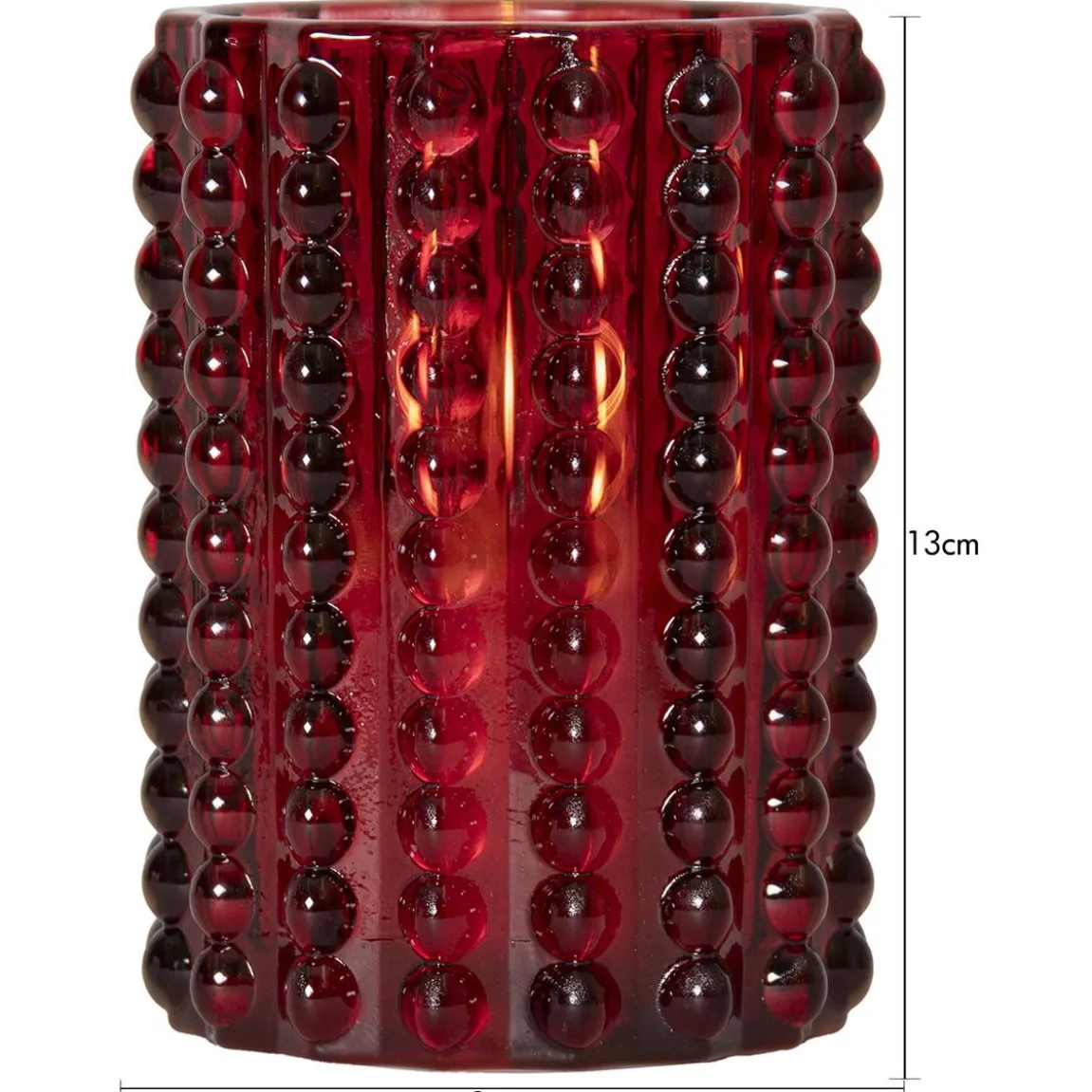 Glaslykta Star Trading LED Flamme Dotty Röd 12,5cm