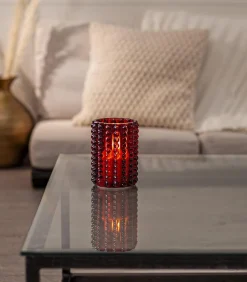 Glaslykta Star Trading LED Flamme Dotty Röd 12,5cm
