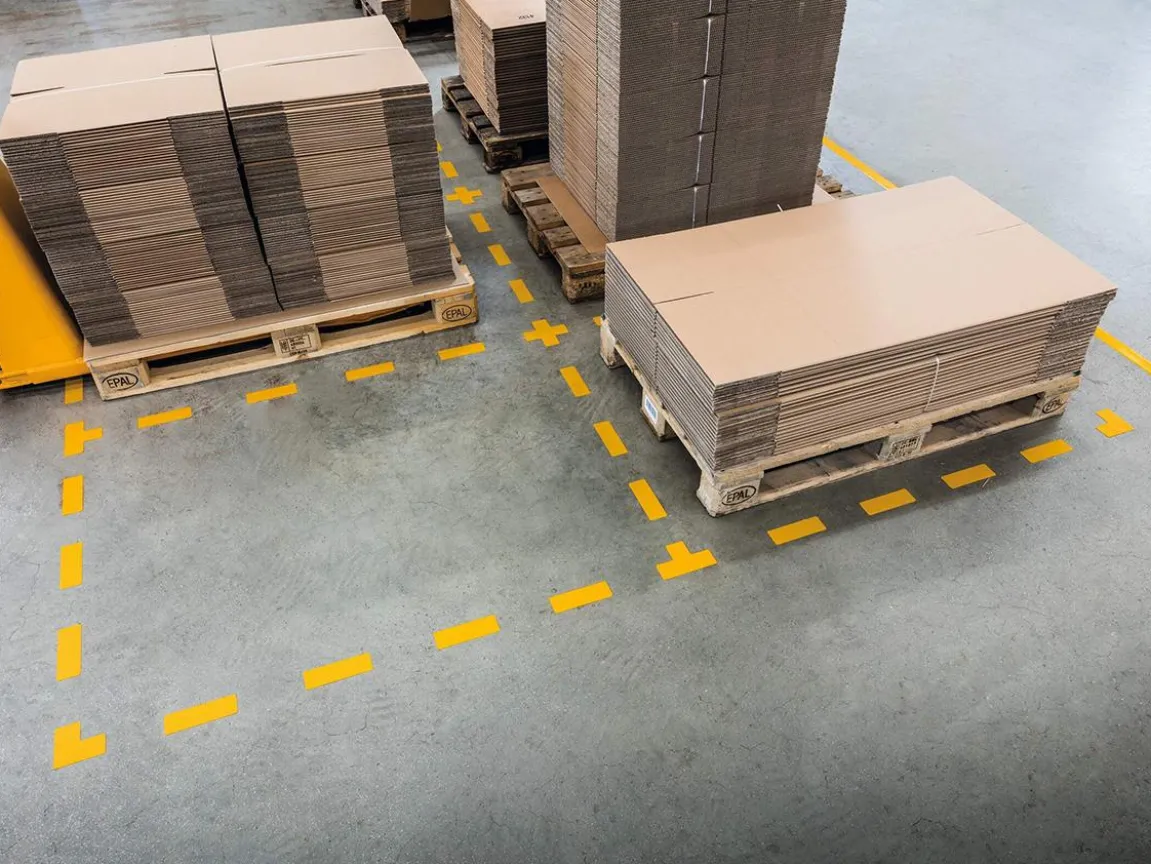 Golvmarkering Durable Kort Streck Gul