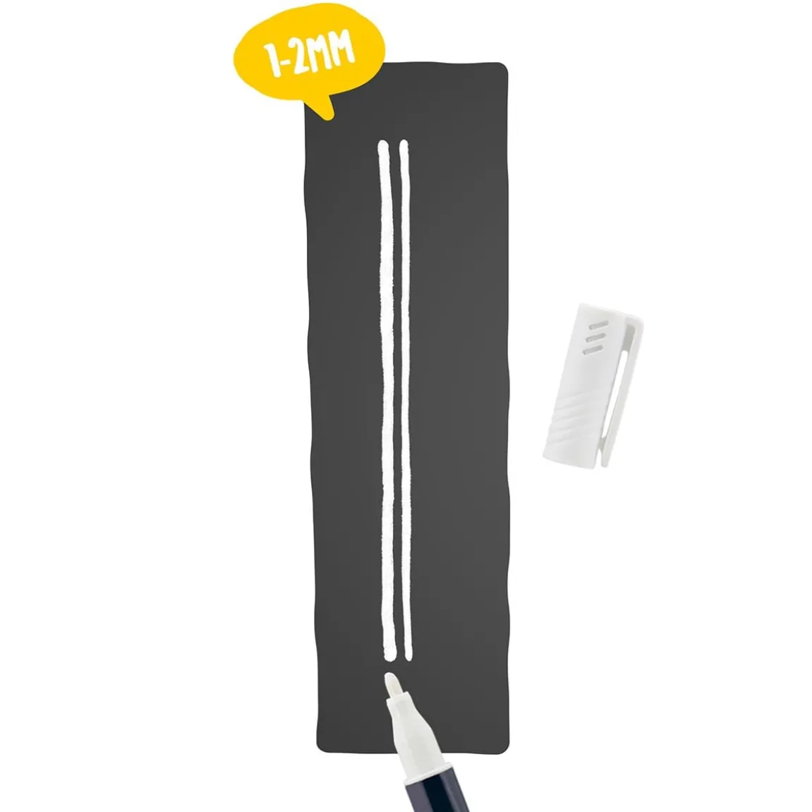 Griffelpenna Securit Rund Spets Vit 1-2mm