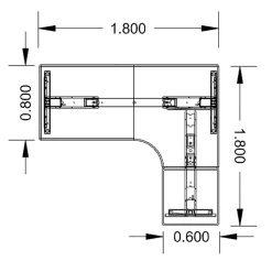 Höj-& Sänkbart Skrivbord Lanab Höger Björk/Antracit 1800x1800mm