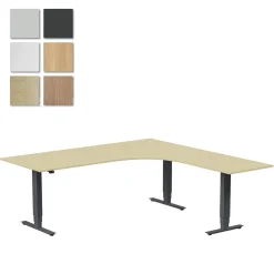 Höj-& Sänkbart Skrivbord Lanab Höger Björk/Antracit 1800x1800mm
