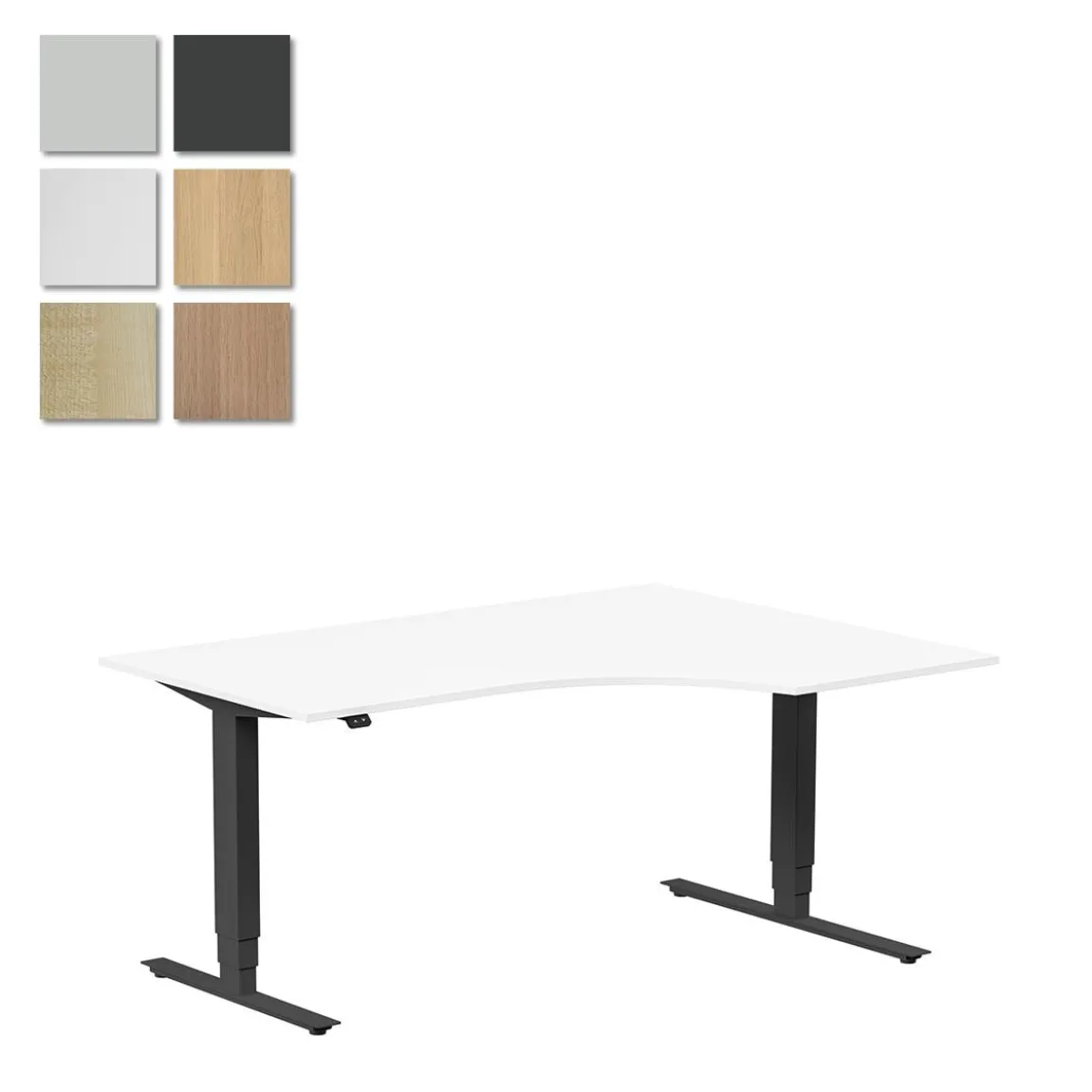 Höj-& Sänkbart Skrivbord Lanab Höger Björk/Svart 1600x1200mm