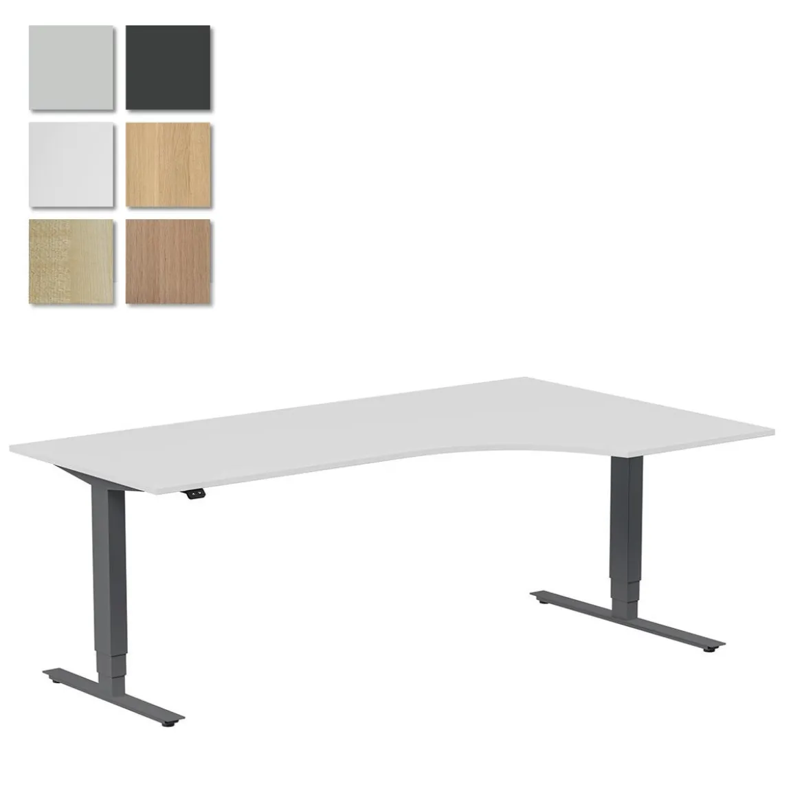 Höj-& Sänkbart Skrivbord Lanab Höger Bok/Antracit 2000x1200mm