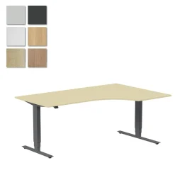 Höj-& Sänkbart Skrivbord Lanab Höger Bok/Antracit 1800x1200mm