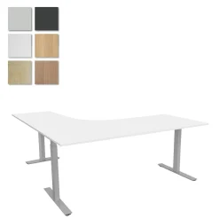 Höj-& sänkbart skrivbord Lanab Höger Bok/Silver 1800x1800