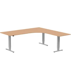 Höj-& sänkbart skrivbord Lanab Höger Bok/Silver 2000x2000mm