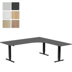 Höj-& sänkbart skrivbord Lanab Höger Bok/Svart 2000x2000mm