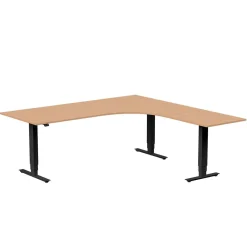 Höj-& sänkbart skrivbord Lanab Höger Bok/Svart 2000x2000mm