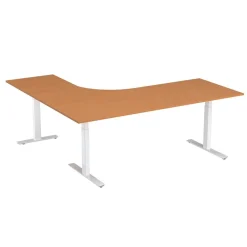 Höj-& sänkbart skrivbord Lanab Höger Bok/Vit 2000x1800