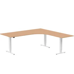 Höj-& sänkbart skrivbord Lanab Höger Bok/Vit 2000x2000mm