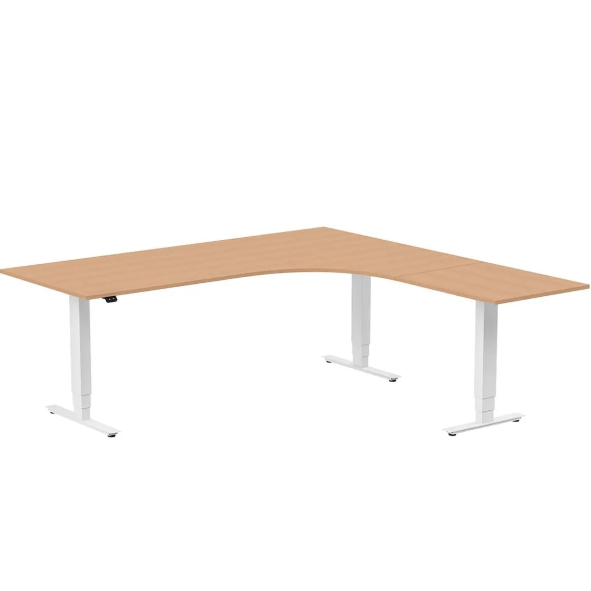 Höj-& sänkbart skrivbord Lanab Höger Bok/Vit 2000x2000mm
