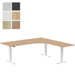 Höj-& sänkbart skrivbord Lanab Höger Bok/Vit 2000x2000mm