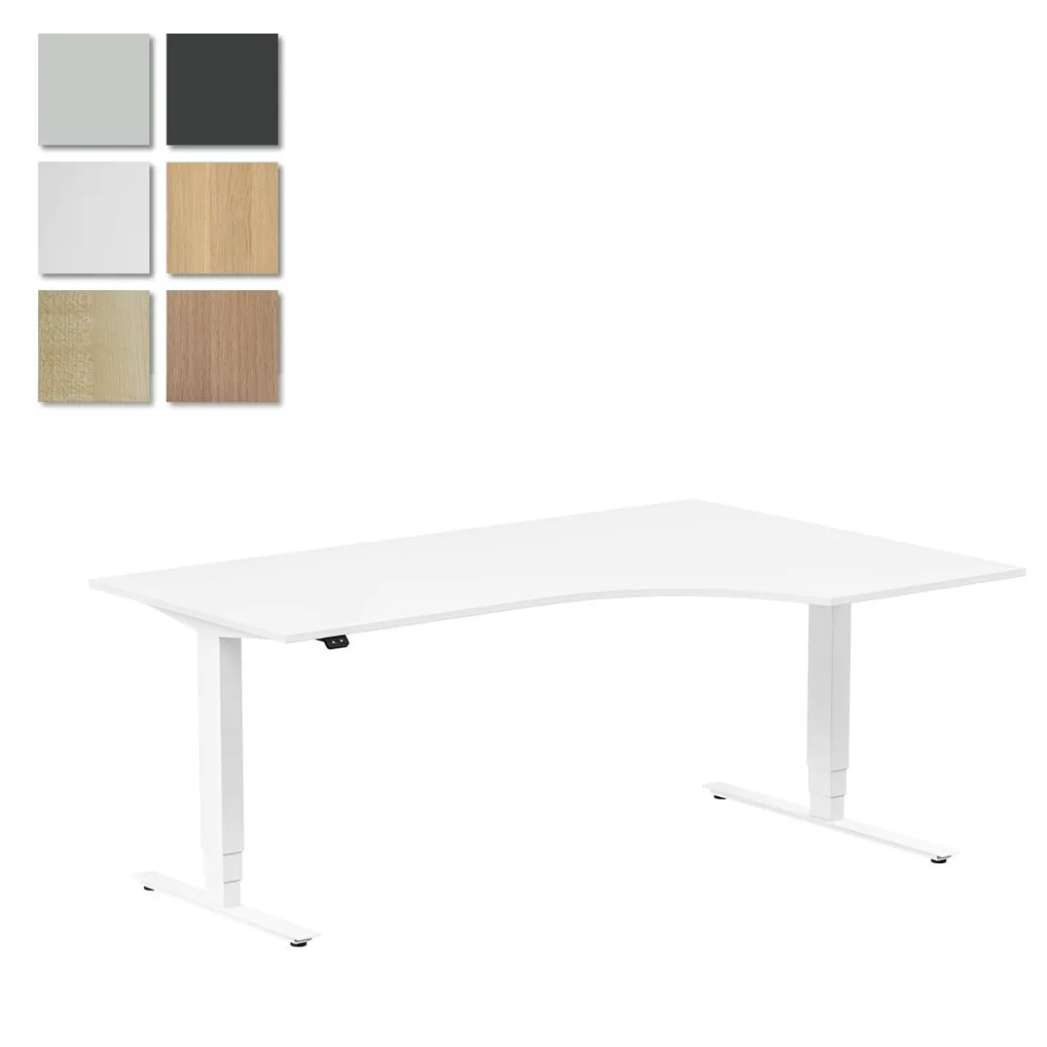 Höj-& Sänkbart Skrivbord Lanab Höger Bok/Vit 1800x1200mm