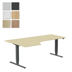 Höj-& Sänkbart Skrivbord Lanab Vänster Bok/Antracit 2000x1200mm