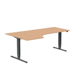 Höj-& Sänkbart Skrivbord Lanab Vänster Bok/Antracit 2000x1200mm