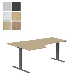 Höj-& Sänkbart Skrivbord Lanab Vänster Bok/Antracit 1800x1200mm