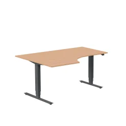 Höj-& Sänkbart Skrivbord Lanab Vänster Bok/Antracit 1600x1200mm