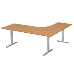 Höj-& sänkbart skrivbord Lanab Vänster Bok/Silver 2000x1800