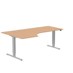 Höj-& Sänkbart Skrivbord Lanab Vänster Bok/Silver 2000x1200mm