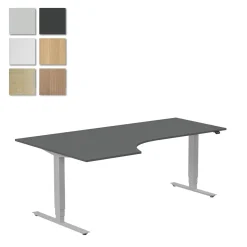 Höj-& Sänkbart Skrivbord Lanab Vänster Bok/Silver 2000x1200mm