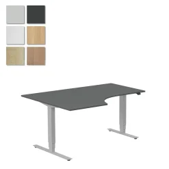 Höj-& Sänkbart Skrivbord Lanab Vänster Bok/Silver 1600x1200mm