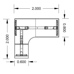 Höj-& sänkbart skrivbord Lanab Vänster Bok/Svart 2000x2000mm