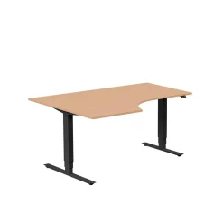 Höj-& Sänkbart Skrivbord Lanab Vänster Bok/Svart 1600x1200mm