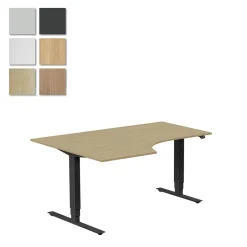 Höj-& Sänkbart Skrivbord Lanab Vänster Bok/Svart 1600x1200mm