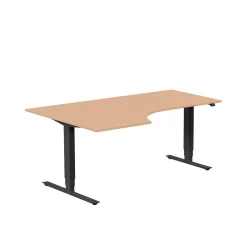 Höj-& Sänkbart Skrivbord Lanab Vänster Bok/Svart 1800x1200mm