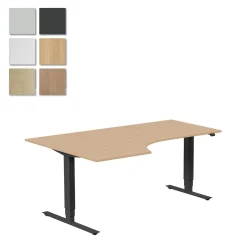 Höj-& Sänkbart Skrivbord Lanab Vänster Bok/Svart 1800x1200mm
