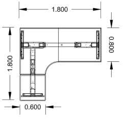 Höj-& sänkbart skrivbord Lanab Vänster Bok/Vit 1800x1800