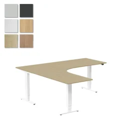 Höj-& sänkbart skrivbord Lanab Vänster Bok/Vit 1800x1800