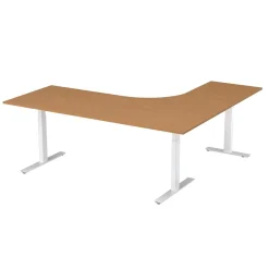 Höj-& sänkbart skrivbord Lanab Vänster Bok/Vit 2000x1800