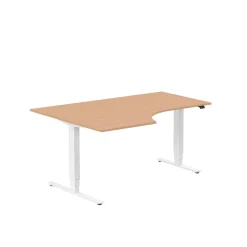 Höj-& Sänkbart Skrivbord Lanab Vänster Bok/Vit 1600x1200mm
