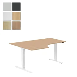 Höj-& Sänkbart Skrivbord Lanab Vänster Bok/Vit 1600x1200mm
