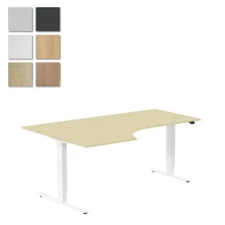 Höj-& Sänkbart Skrivbord Lanab Vänster Bok/Vit 1800x1200mm