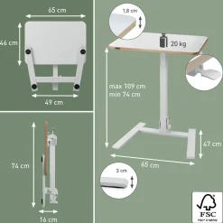 Höj - Sänkbart Skrivbord Leitz Ergo hopfällbar Vit 65x46cm