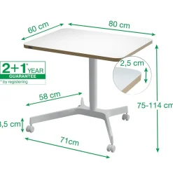Höj- Sänkbart Skrivbord Leitz Manuellt Vit 80x60cm