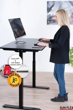 Höj- Sänkbart Skrivbord Sun-Flex Easydesk Elite svart 1200x600 mm