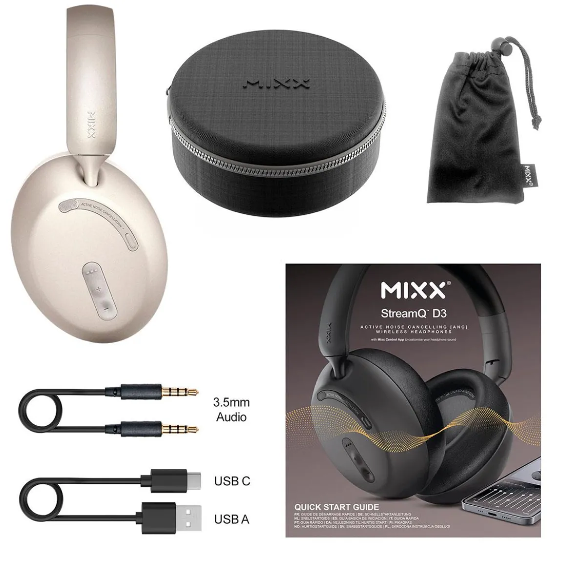 Hörlurar Mixx Over-Ear Trådlös StreamQ D3 ANC Sand