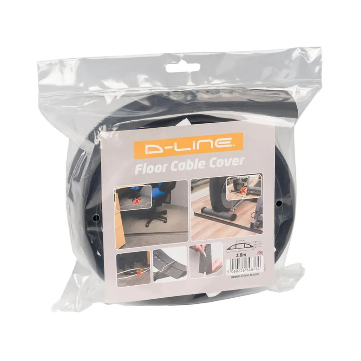 Kabelkanal D-LINE Golv PVC Svart 1,8m