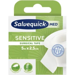 Kirurgtejp Salvequick Sensitive Vit 2,5cm x 5m