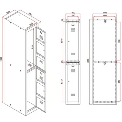Klädskåp Click 2-dörr x 3 modul Mörkgrå 1800x1200x500mm