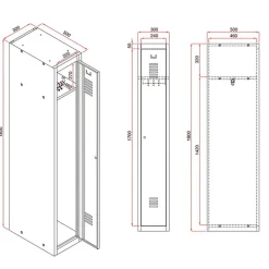 Klädskåp Click 1-dörr x 3 modul Mörkgrå 1800x900x500mm